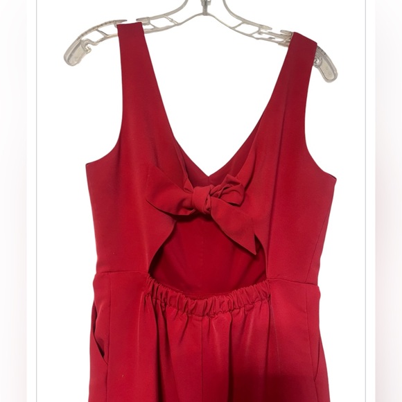 Melloday “Marsala” Pink Wrap Tie Palazzo Wide Leg Romper SzM Pockets - Picture 9 of 15